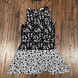 Jersey Floral Black and White Dress
